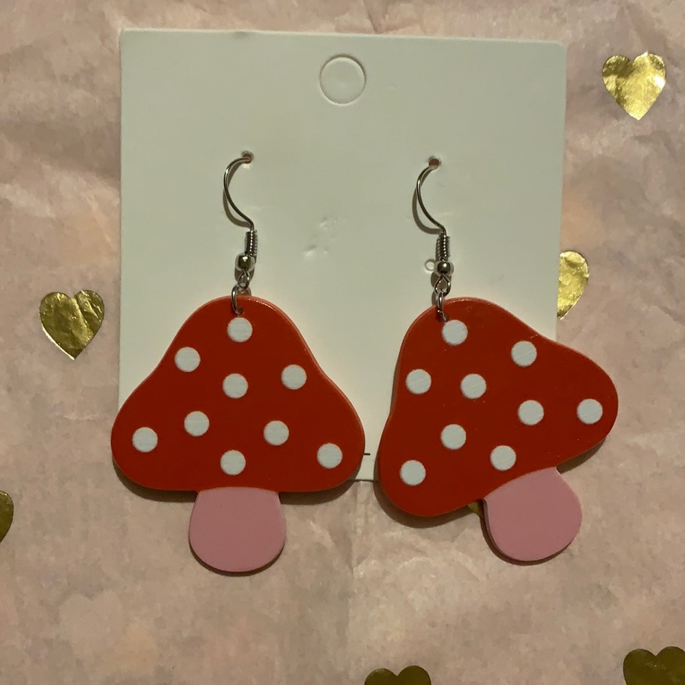 Mushroom earrings cottagecore psychedelic
